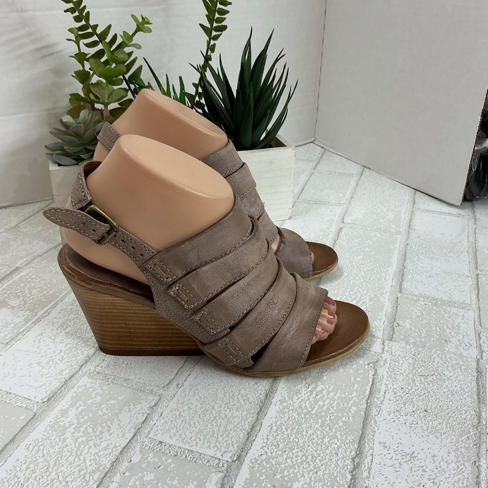 Miz Mooz Taupe Wedge Sandals